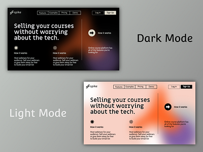 spike branding dark mode dark theme design illustration light mode pwa uiux design web design