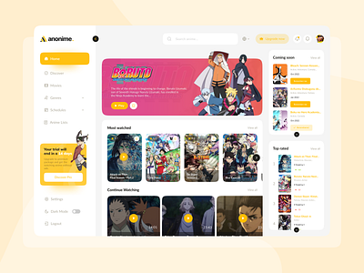 Anime Streaming Website | Light Mode anime design figma streaming web ui ux website