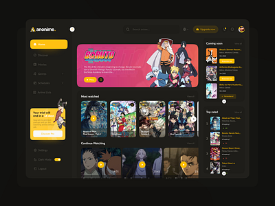 Anime Streaming Website | Dark Mode anime design figma streaming web ui ux website