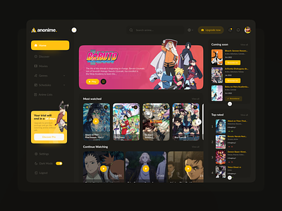 Anime Streaming Website | Dark Mode