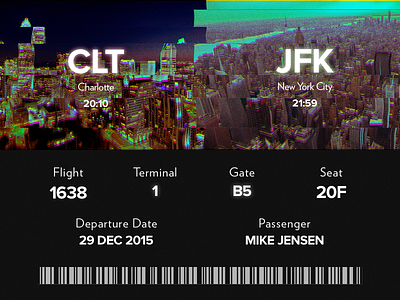 Boarding Pass boarding pass dailyui design destination glitch glitch art nyc