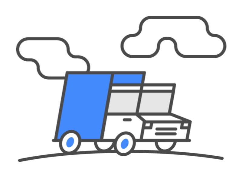 Package delivery on the way! after effects animation clouds delivery truck illustration package rush sent shipping speeding