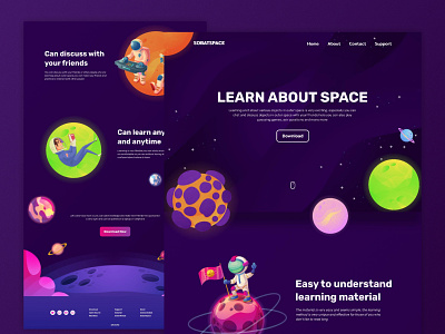Web Space Education astronaut course education elearning galaxy inspiration landing page learning planet school space spaceship student teacher teaching ui web web design webdesign website space
