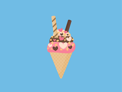 Strawberry Love Ice Cream cream ice icon illustration love strawberry