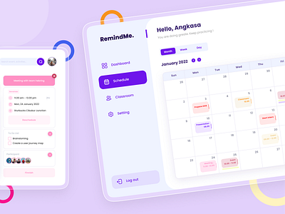 RemindMe. apps calendar clean dashboard date design event management meeting planner remainder schedule time timeline ui upcoming event ux web design web page website