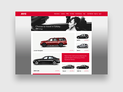 Avis Luxury Vehicles "Signature Series" Rental Site avis cars rentals web design