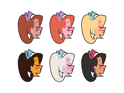 Ladies pixar ponytail retro skin tones