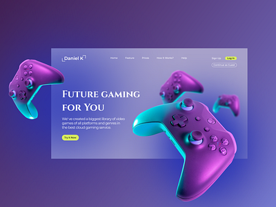 Cloud Gaming Service cloud concept design frame gamepad gaming minimal prototype shot ui ux webdesign website