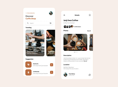 Coffee Shop Finder - Mobile App app coffee coffee shop design mobile ui ux