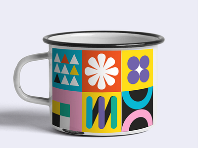 Hot chocolate cup branding cup geometric graphic design mug