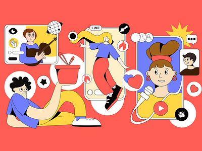 What people do online? character design editorial graphic design illustration