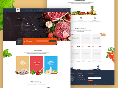 Food selling website bright ecommerce food interaction landing mobile app raw food restaurant texture