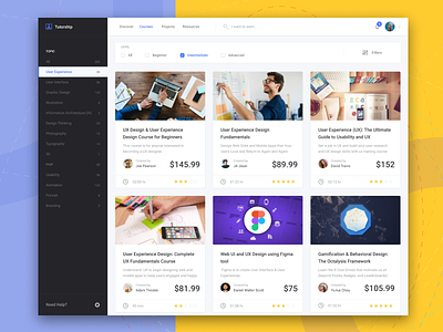 Tutorship - Online Courses, Learn Anything From Here app class clean course dashboard design education minimalist online course share skill tutorship ui ux uxd