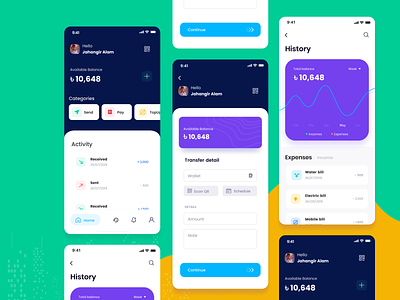 Pocket Wallet - Banking Application agency app balance bank banking app card color communication credit card crypto crypto wallet currency exchange design finance finance app flat design funding history managment wallet