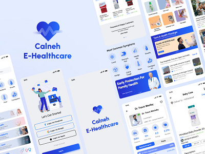 Calneh E-Healthcare Mobile App UI app branding design icon illustration logo typography ui ux vector