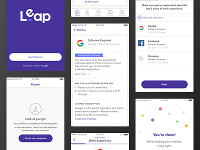 App Screens: Leap ai app career iphone jobs mobile product design ui ux