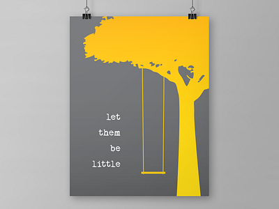 let them be little: wall print grey orange poster print yellow