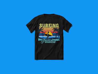 Surfing Paradise T-shirt Design beach tshirt branding design flyer funny tshirt illustration merchandise summer camp summertime summertshirt surfing surfing tshirt tshirt tshirt art tshirt design typography ux vector
