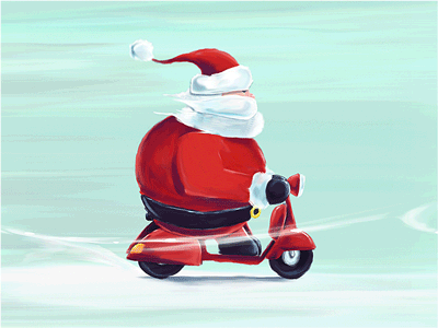Scooter Santa after effects christmas gif paint santa scooter snow vespa winter