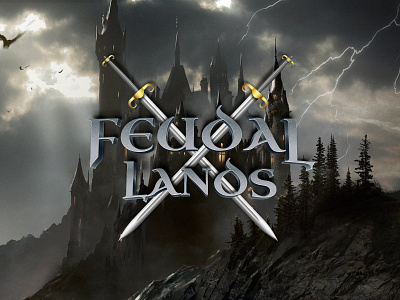 Feudal Lands Videogame design illustration logo typography