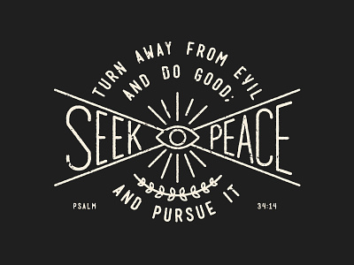 Psalm 34:14 bible bible verse eye hand drawn line work logo peace seek typographic typography verse