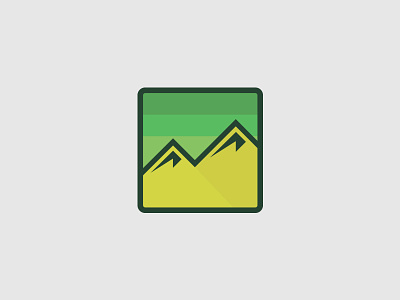 Thick Lines. Full Heart. Can't loose. badge green icon illustration minimal mountains thick lines