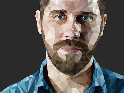 Illustration: Low-poly Portrait, Close-up low poly michael hartmann polygon portrait triangles