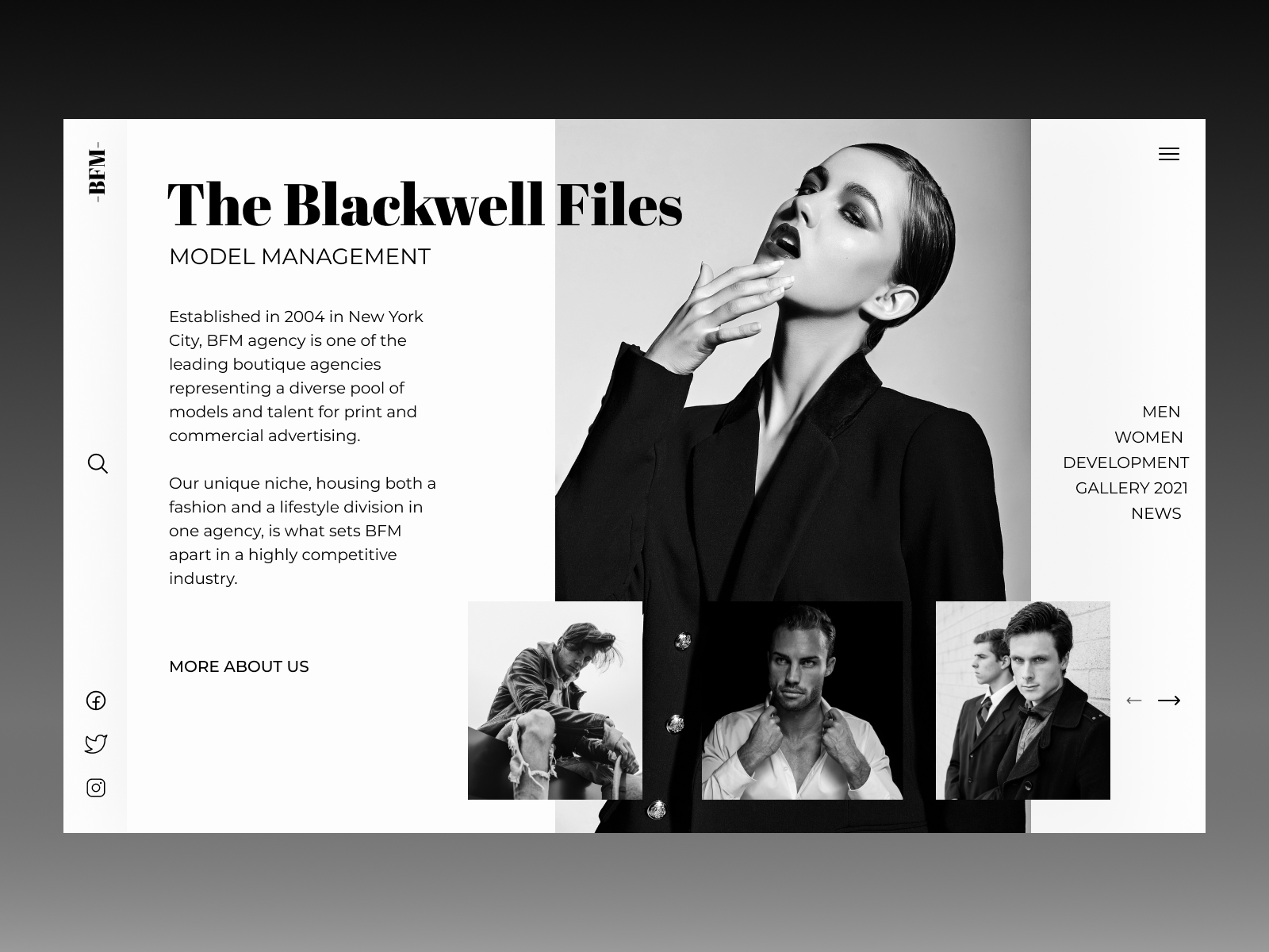 Concept for a Model Agency by Valentina Pazyna on Dribbble