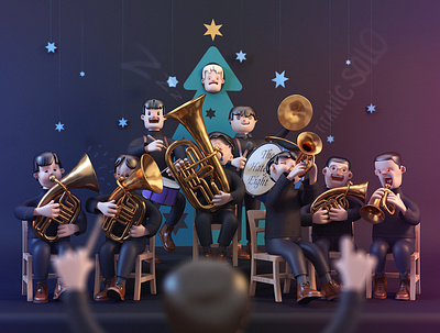 School Orchestra 3d 3d art 3d model characters design illustration music orchestra render