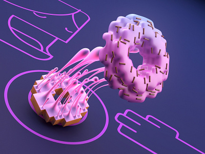 Donuts Time 3d 3d art 3d model abstract advertising design donuts illustration render voxels