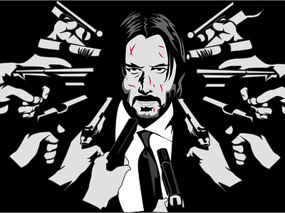 john wick design digital illustration flat illustration minimal portrait portrait art vector