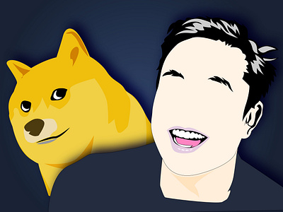 Elon & Doge design digital illustration doge dogecoin elonmusk flat illustration minimal portrait portrait art vector