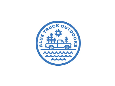 blue truck outdoors logo branding design fresh icon illustration logo packaging truck typography vector
