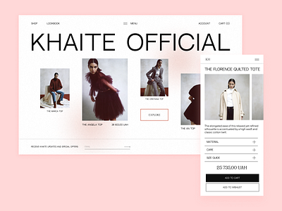 KHAITE OFFICIAL REDESIGN CONCEPT design e commerce minimalistic ui uiux