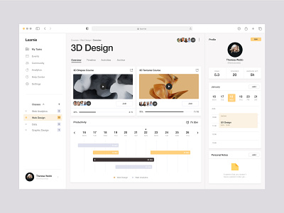 Learnie App Design app calendar crm dashboard design e learning minimalistic task management time management ui ux