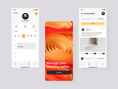 Learnie Mobile app chat comments communication design minimalistic mobile profile ui ux