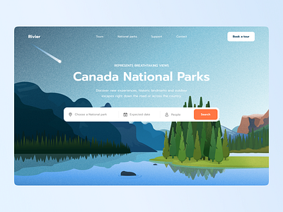 Canada National Parks canada design flat home illustration lake layo nature park search search bar site studio ui ui design ux web website woods
