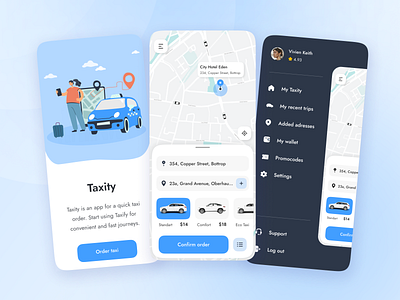 Taxity mobile app design flat hamburger menu home layo map mobile mobile app studio ui user experience user interface ux