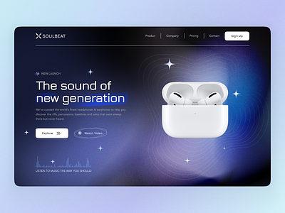 Soulbeat home page blur branding dark mode design flat headphones home landing page layo noise page product studio ui user experience user interface ux web design