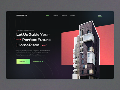 Real estate company branding dark design flat gradient home landing layo login real estate studio ui user experience user interface ux