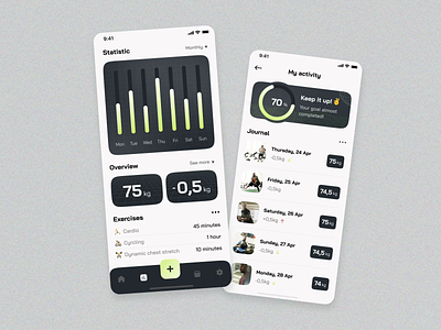 FitJam fitness app 3d after effects android animation bar design fitness flat home ios layo mobile app motion graphics navigation screen splash statistic studio ui ux
