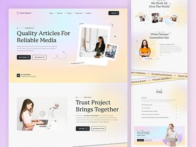 Trust landing page branding call to action design flat gradient graphic design home illustration journalism landing layo news scroll studio ui ux website