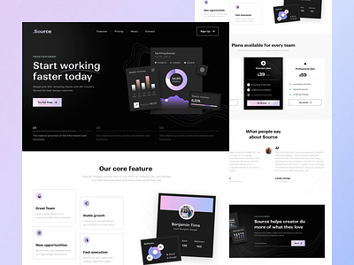 Source landing page after effect animation design flat home landing layo motion graphics pricing product reviews statistics studio tool ui ux