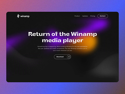 Winamp redesign concept animation blur branding dashboard design flat gradient home landing layo motion graphics music page parallax pricing scroll studio ui ux