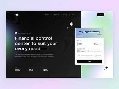 Centry cryptocurrency service blur concept crypto dark design flat hero home landing layo noise page studio ui ux website