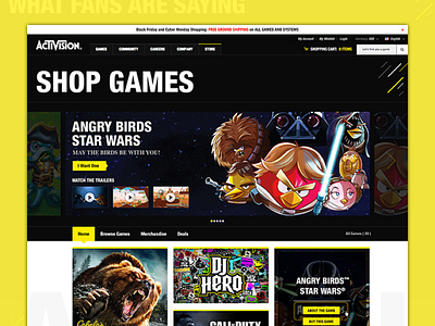 Activision - eCommerce home activision art direction claudio henriquez ecommerce game store games ui design ux design web design