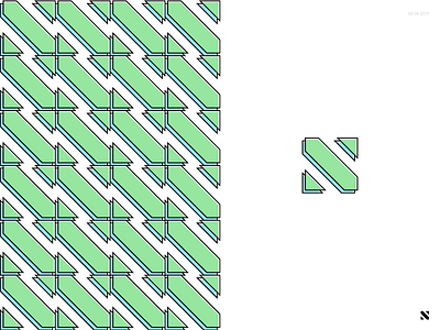 N Pattern abstract blue geometric green letter n pattern