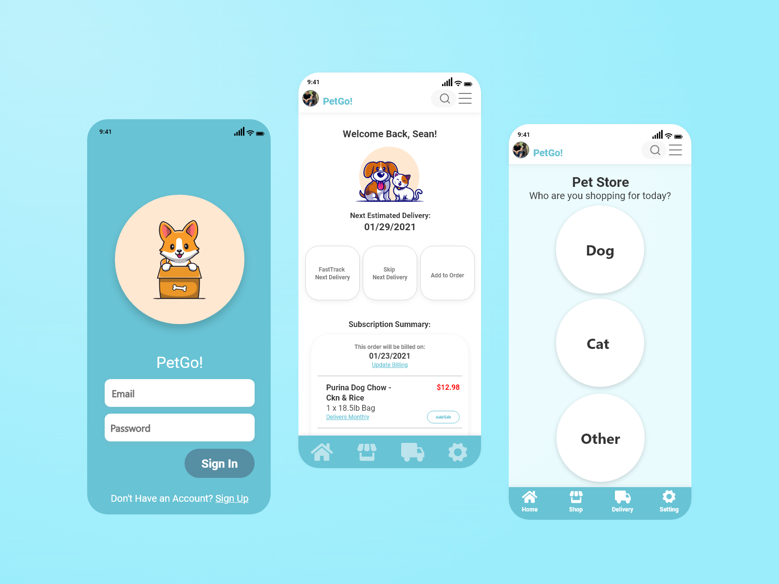Pet Food Delivery App Mockup by Sean Burke on Dribbble