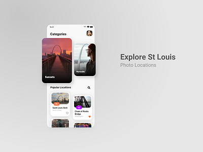 Photography App | Location Finder app design cards design concept design design high fidelity photography ui ux