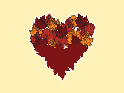 October Heart autumn contest heart leaves maroon rebound sticker sticker mule